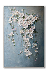 Blossoming Cascade – Large Original 3D Textured Floral Painting for Modern Decor