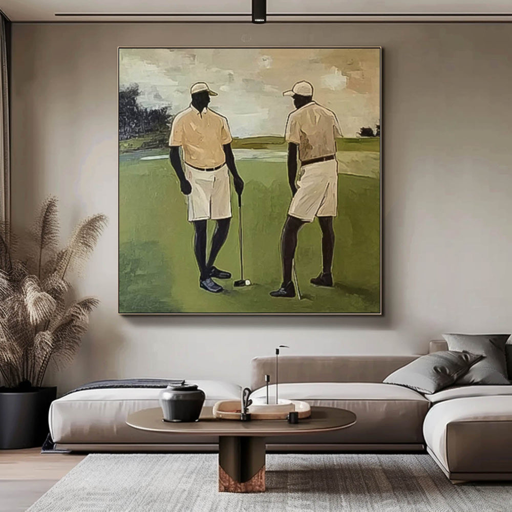 Contemporary Sport Decor Modern Golf Artwork Unique Art Square Textured Golf Art Golf Lovers Gift