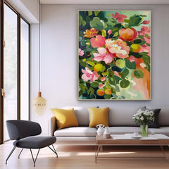 Abstract Peony Flower Oil Painting on Canvas Large Original Watercolor Flowers Art Custom Painting Boho Wall Decor