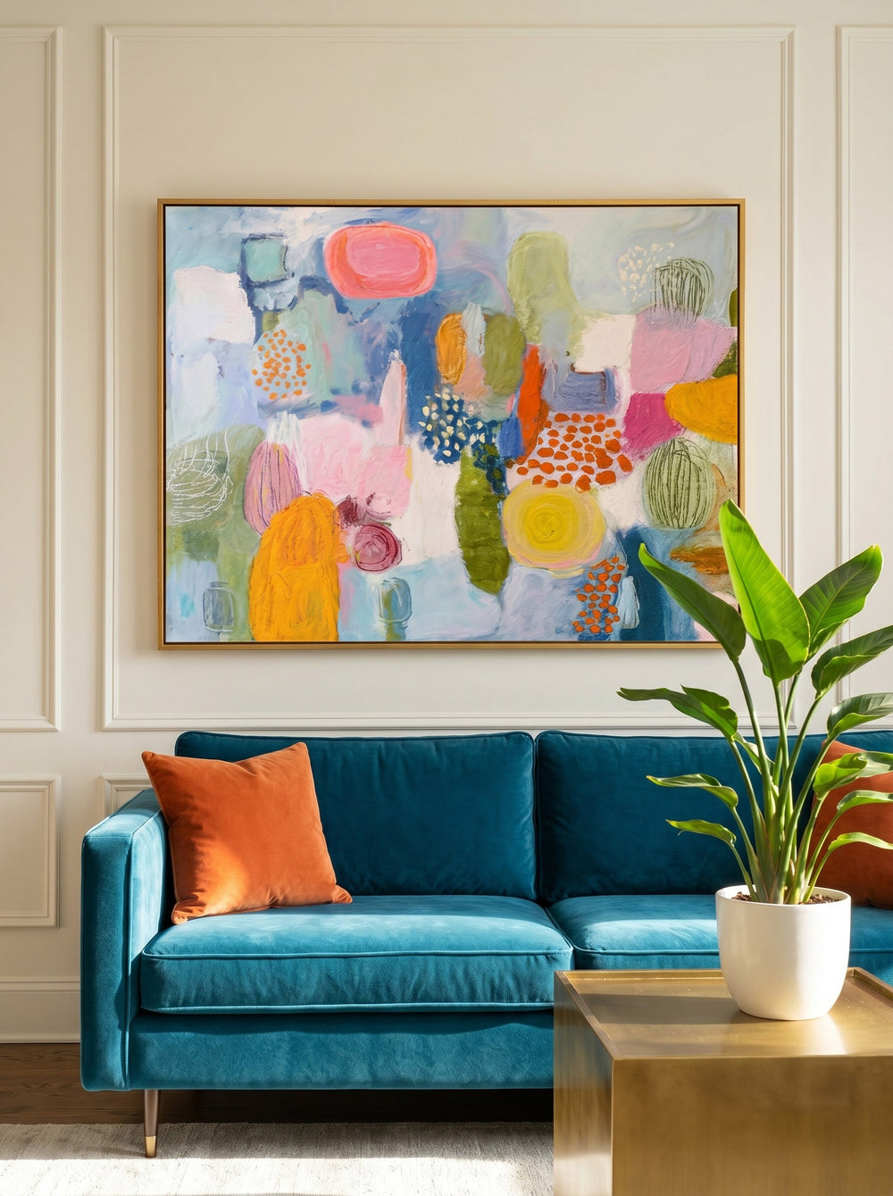 Colorful Abstract Painting With Graffiti Style For Modern Living Room Decor