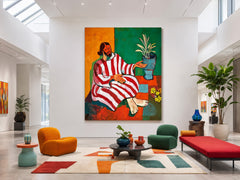Hand Painted Expressive Figure Art With Textured Brushstrokes In Modern Abstract Style For Interior Design