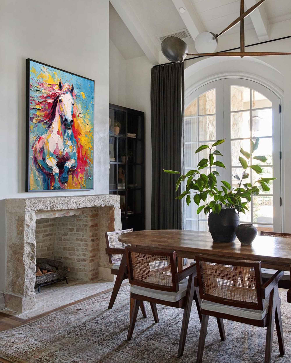 Color Horse Oil Painting Large Modern Texture Animal Oil Painting Impressionist Horse Wall Art Living Room Decor