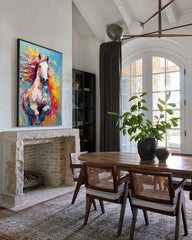 Color Horse Oil Painting Large Modern Texture Animal Oil Painting Impressionist Horse Wall Art Living Room Decor
