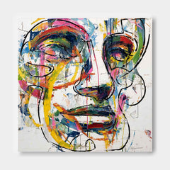 Abstract Side Face Oil Painting Canvas Large People Wall Art Color Original Facial Features Artwork