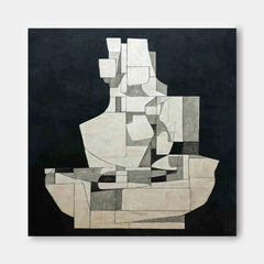 Abstract Geometric Black White Canvas Painting Minimalist Wall Art Modern Decor For Interior Design