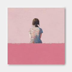 Abstract Warm atmosphere Art Minimalist Girl View Of Back Painting Pink Wall Art For Living Room