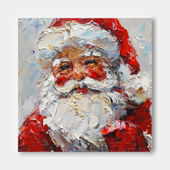 Square Christmas Wall Art Vintage Santa Claus Painting Rustic Classic Santa Xmas Holiday Decor Winter Santa