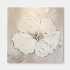 Simple Minimalist Art Original Large Textured Four Leaf Clover Painting Modern White Wall Art For Living Room