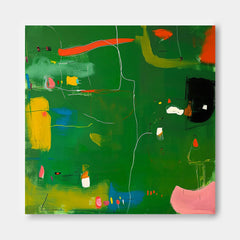 Square Abstract Texture Oil Painting Bright Green Large Acrylic Painting Canvas Original Modern Wall Art For Living Room