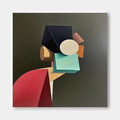 Original Textured Geometric Shapes People Painting Canvas Large Abstract Portrait Wall Art Home Decor