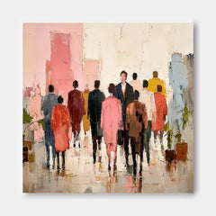 Large Multi-person Street Wall Art Abstract Figure Painting Canvas Original Passerby Features Artwork