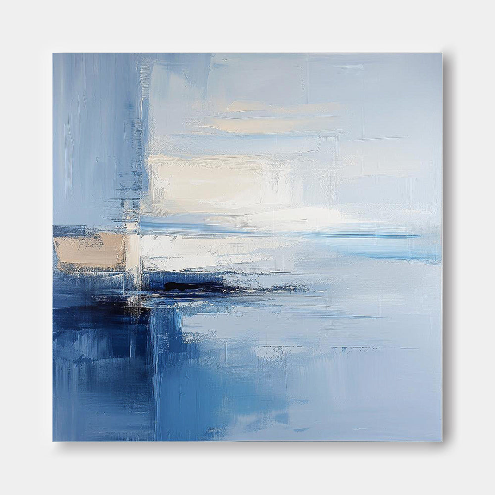 Original Blue Abstract Wall Art Big Modern Abstract Oil Painting Contemporary Art
