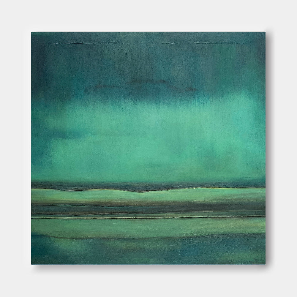 Green Modern Minimalist Canvas Painting Acrylic Large Abstract Wall Art Framed Wall Decor Free Shipping