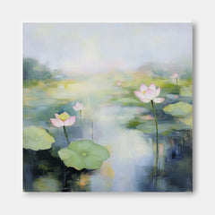 Original Abstract Lotus Artwork Large Handmade Wall Art Floral Texture Canvas Painting For Living Room