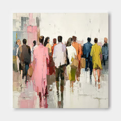 Abstract Figure Painting Canvas Large Multi-person Street Wall Art Original Passerby Features Artwork