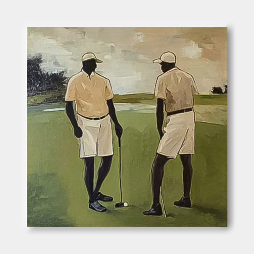 Contemporary Sport Decor Modern Golf Artwork Unique Art Square Textured Golf Art Golf Lovers Gift