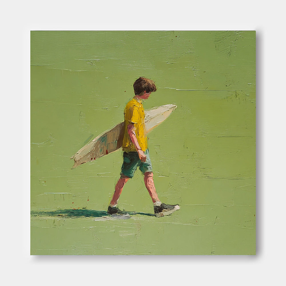 Minimalist Energetic Teenager Painting Abstract Vitality And Freshness Atmosphere Green Wall Art