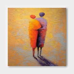 Expressive Abstract Art Of Two Figures In Warm Hues Minimalist Wall Painting For Living Room Decor 