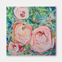 Square Large Abstract Flowers Art Flowers Acrylic Painting Canvas Original Floral Artwork For Living Room