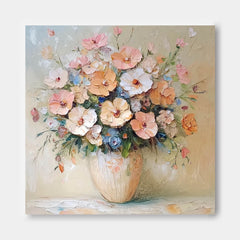 Large Textured Flower Painting Original Exquisite Vase Art Contemporary Blossom Wall Art For Living Room