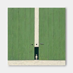 Abstract Acrylic painting Original Green Doorway Wall Art Large Architectural Door Painting Framed