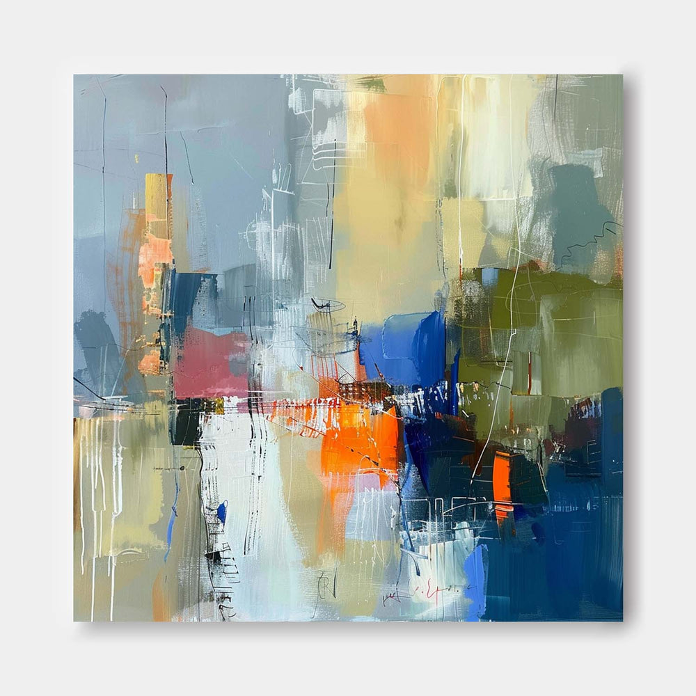 Warm Coloeful Original Hand-painted Canvas Wall Art Modern Textured Artwork Large Abstract Oil Painting