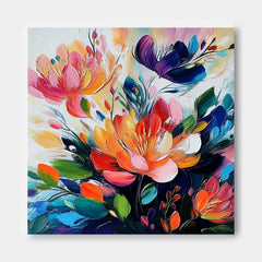 Original Beautifu Art Color Large Textured Flower Painting Framed Modern Floral Wall Art Home Decor
