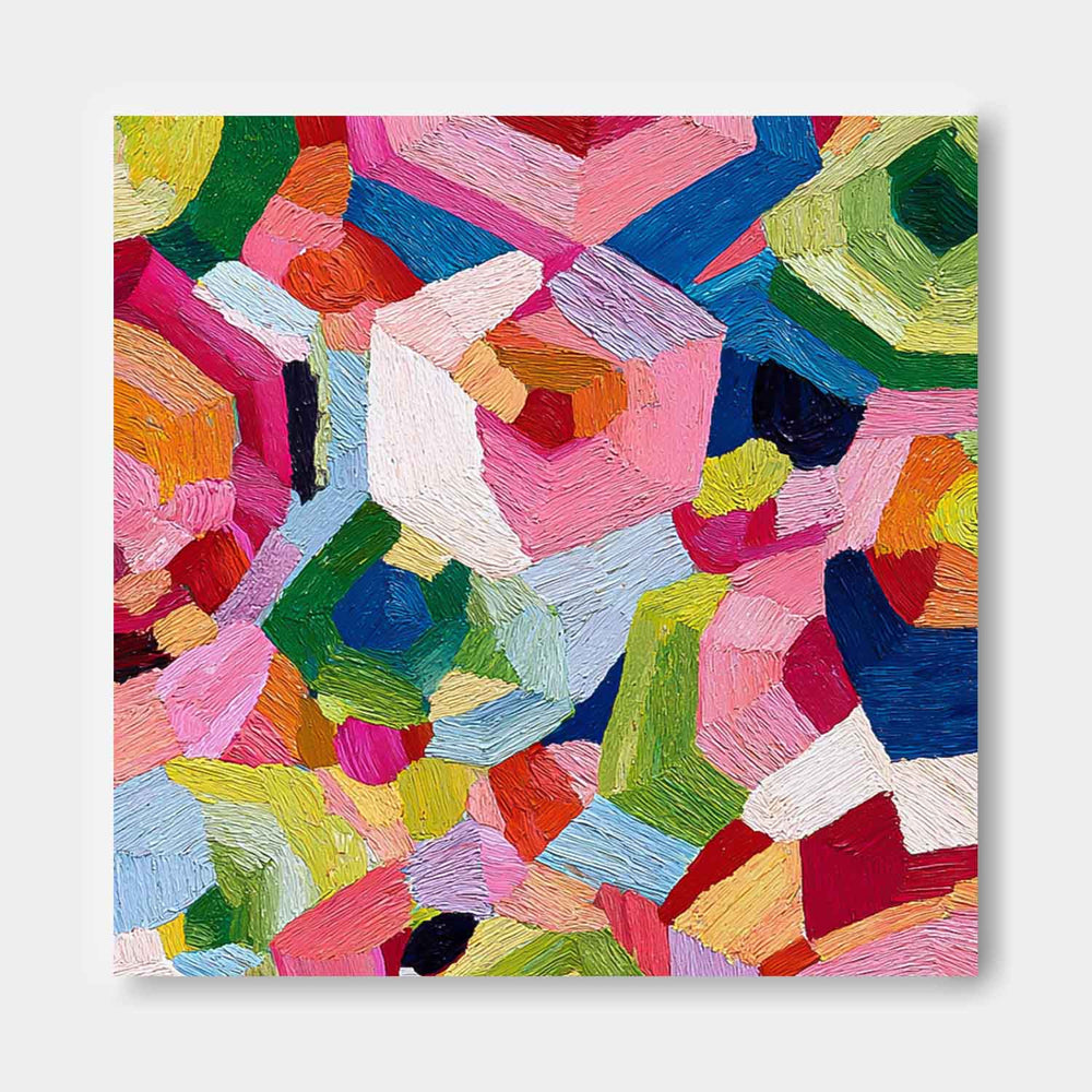 Abstract Geometry Wall Art Original Oil Painting Color Texture Acrylic painting Contemporary Art