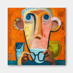 Large People Wall Art Abstract Portrait Oil Painting On Canvas Original Cute Boy Painting For Living Room