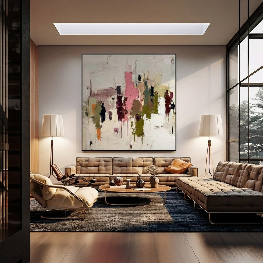 Original Oil And Acrylic Painting On Linen With Thick Impasto Effect For Unique Interior Design Statement Piece