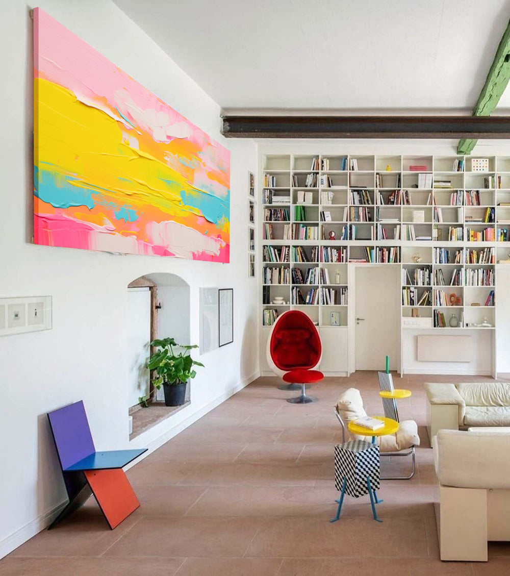 Large Bright Colorful Acrylic Painting Original Oil Painting On Canvas Modern Abstract Living Room Wall Art
