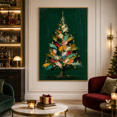 Festive Brushstroke Evergreen – Christmas Tree Textured Wall Art