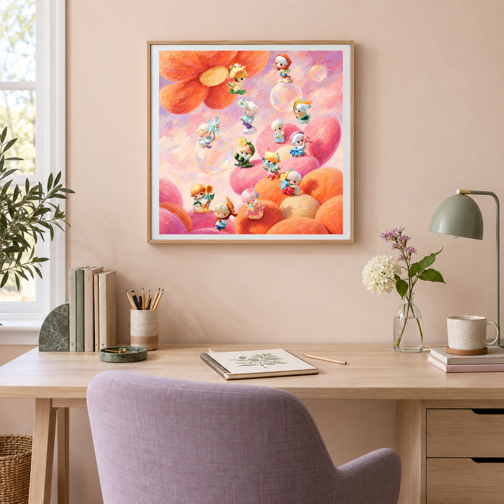 Blossom Daydream Parade displayed in a study or creative desk with coordinated furniture