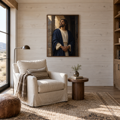 Light of the World oil painting displayed in a reading room