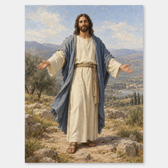 Jesus with Open Arms – Welcoming Christ Painting on a neutral gray background