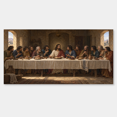 The Last Supper – Jesus and Disciples Oil Painting on a neutral gray background
