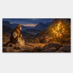 The Burning Bush – Moses on Holy Ground Painting on a neutral gray background