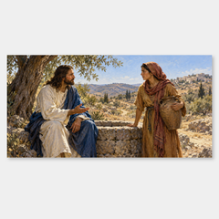 Jesus and the unnamed Samaritan woman converse at a well in John 4.