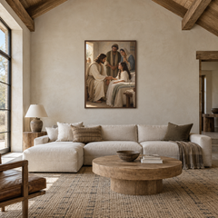 Jesus and Jairus’ Daughter oil painting displayed in a living room