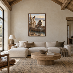 The Great Catch at Gennesaret oil painting displayed in a living room