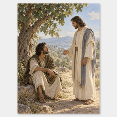 Nathanael Beneath the Fig Tree on a neutral gray background