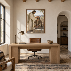 The Man Born Blind oil painting displayed in a study