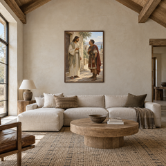The Centurion’s Faith oil painting displayed in a living room