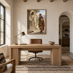 The Centurion’s Faith oil painting displayed in a study