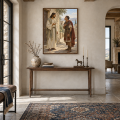 The Centurion’s Faith oil painting displayed in a entryway