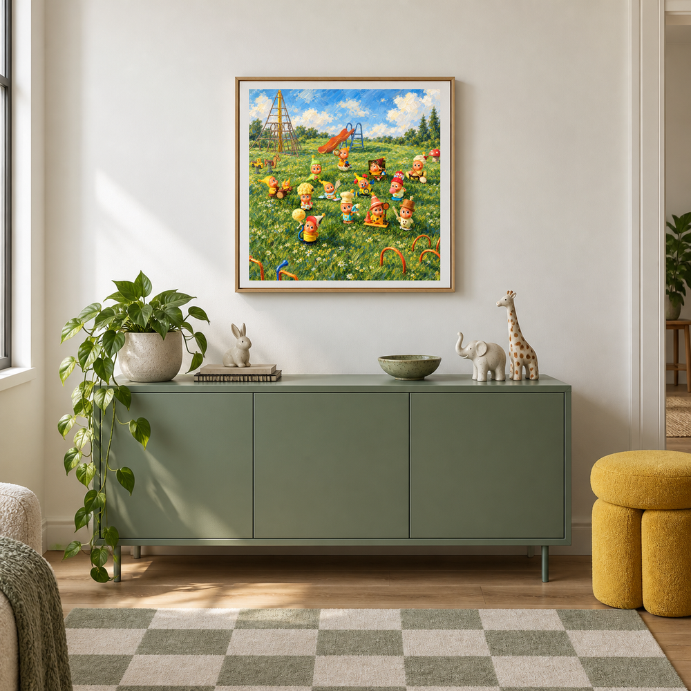 Garden Playdate displayed in a collection or hobby corner with coordinated furniture