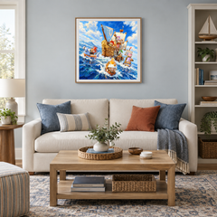 Ocean Adventure Crew displayed in a shared living room with coordinated furniture
