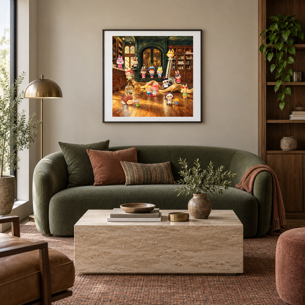 After Hours Color Club oil painting displayed in a living room