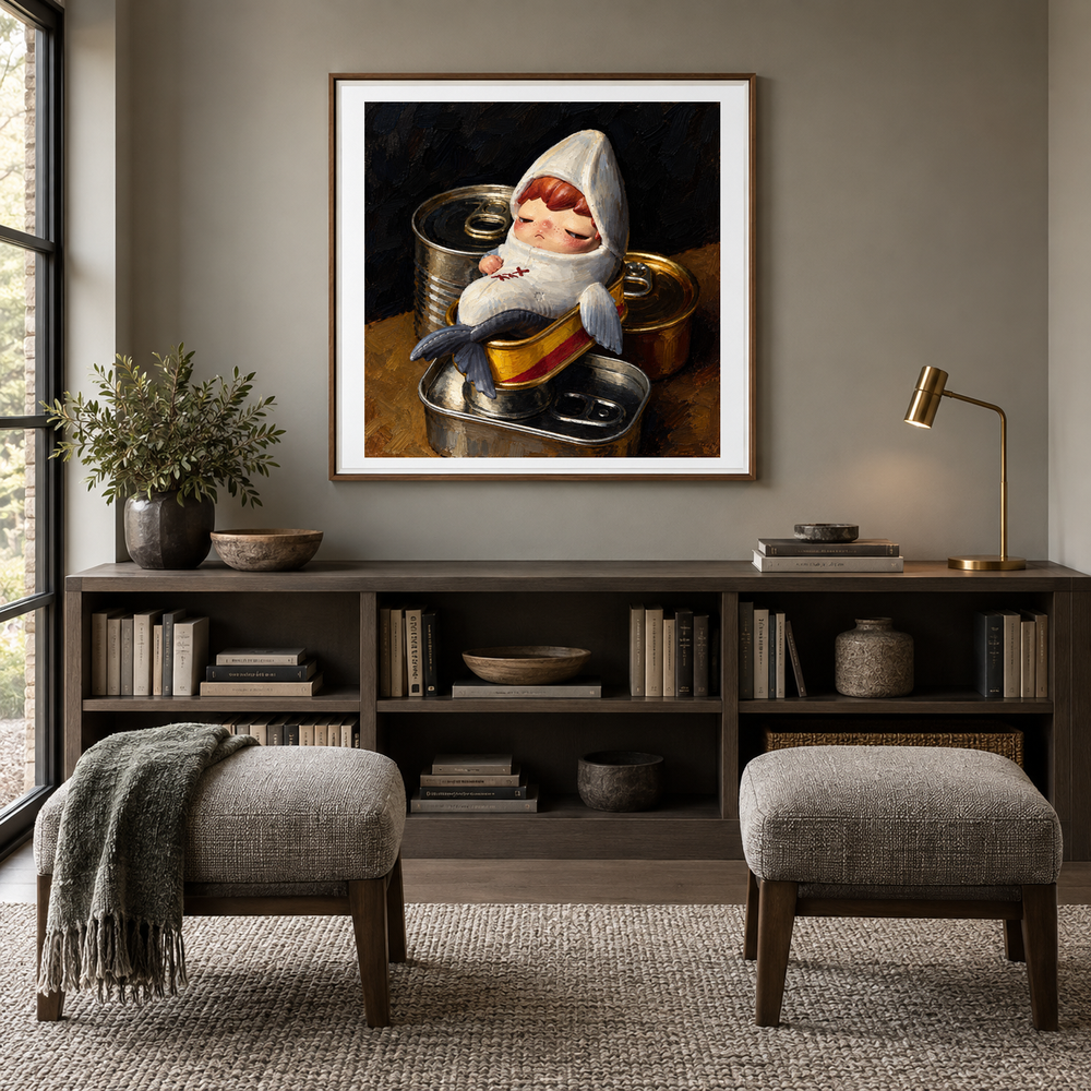 Quiet Little Hideaway oil painting displayed in a reading area