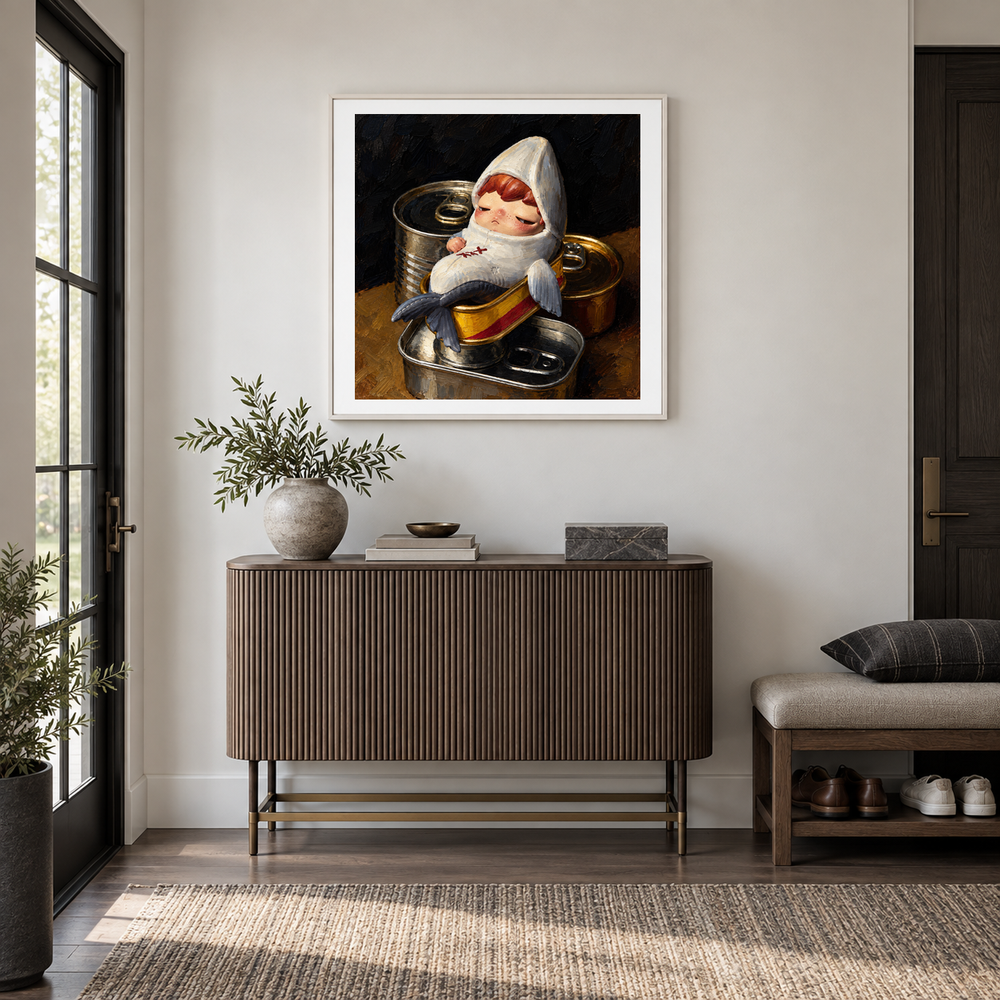 Quiet Little Hideaway oil painting displayed in a entryway